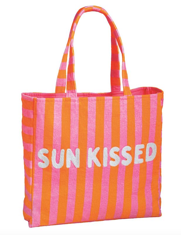Sunkissed Pink Stripe Terry Cloth Tote