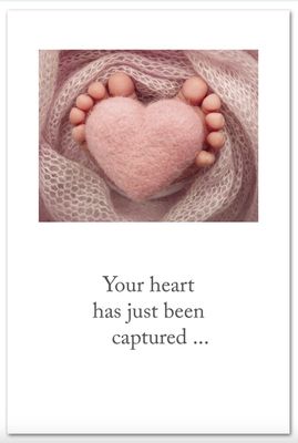 Pink Felt Heart &amp; Baby Feet Card