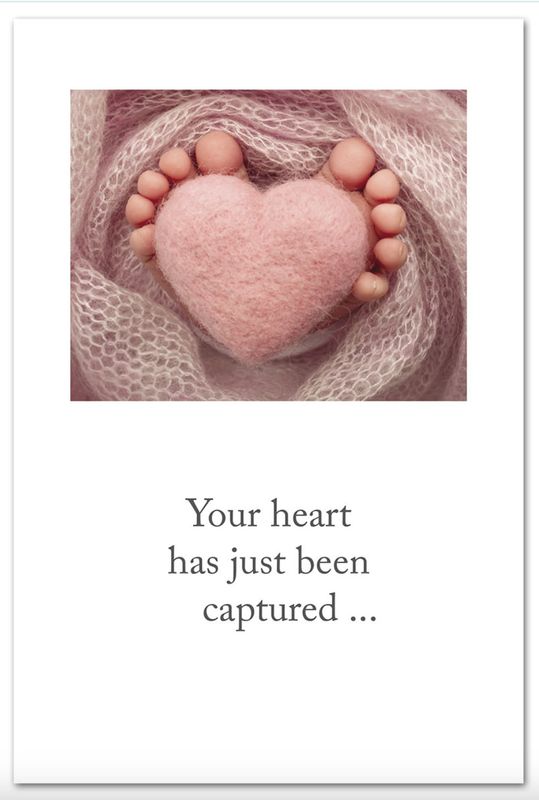 Pink Felt Heart &amp; Baby Feet Card