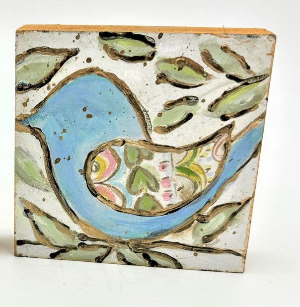 Hand Painted Bird Table Sign Blue