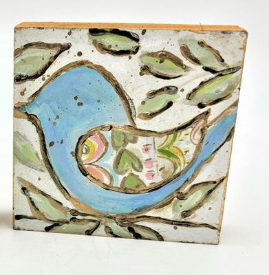 Hand Painted Bird Table Sign Blue