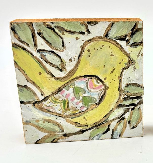 Hand Painted Bird Table Sign Yellow