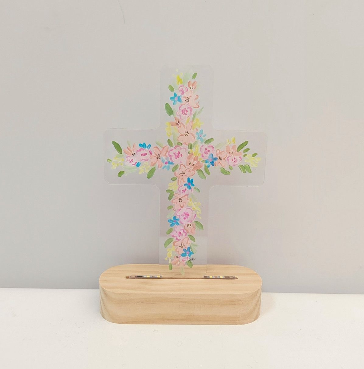 Acrylic LED Floral Cross