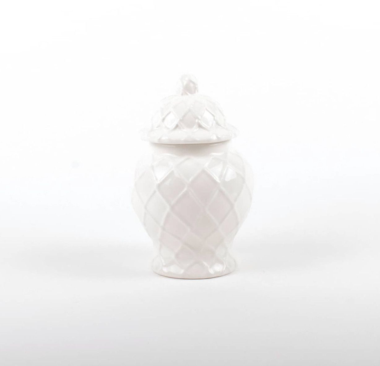 Small Textured Ginger Jar White