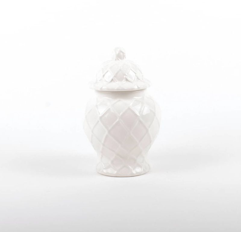 Small Textured Ginger Jar White