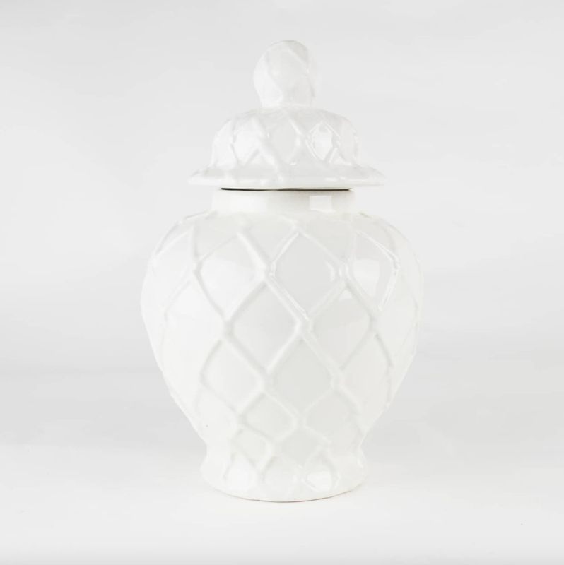 Large Textured Ginger Jar White