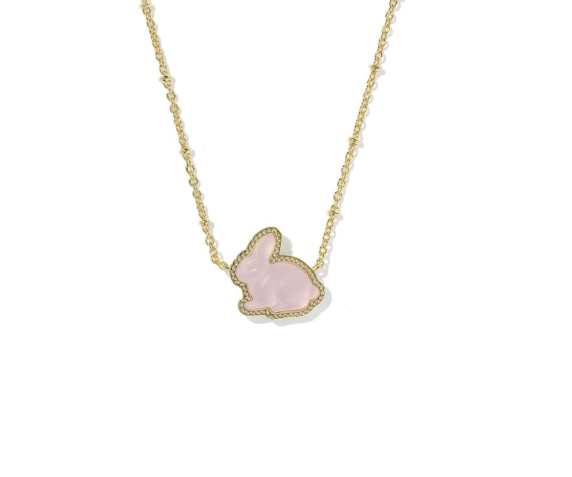 The Bunny Short Pendant Necklace in Gold Blush Pink