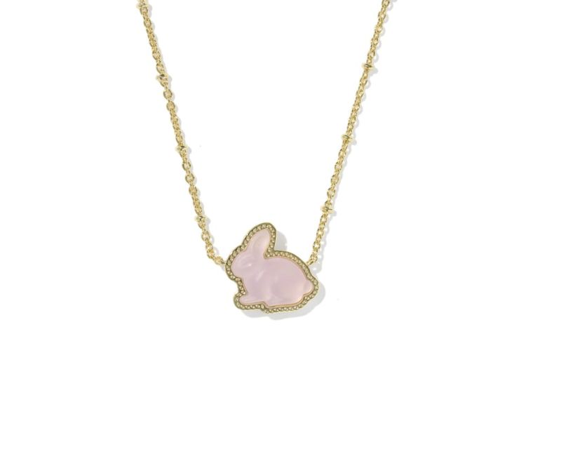 The Bunny Short Pendant Necklace in Gold Blush Pink