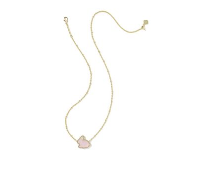 The Bunny Short Pendant Necklace in Gold Blush Pink