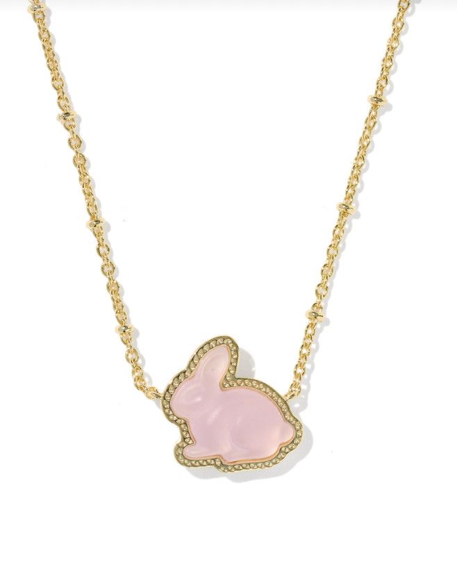 The Bunny Short Pendant Necklace in Gold Blush Pink