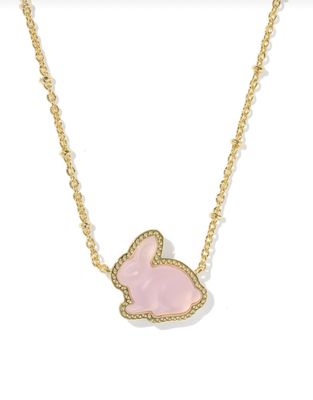 The Bunny Short Pendant Necklace in Gold Blush Pink