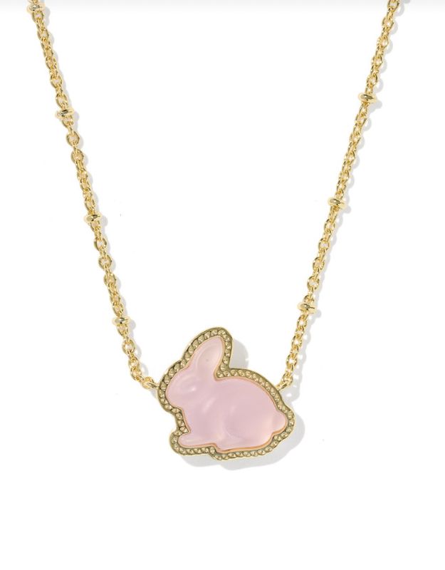 The Bunny Short Pendant Necklace in Gold Blush Pink