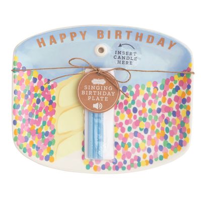 Blue Sing Candle Holder Plate