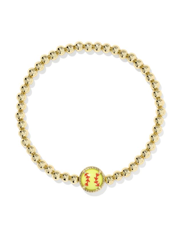 Softball Stretch Bracelet, Color: Gold
