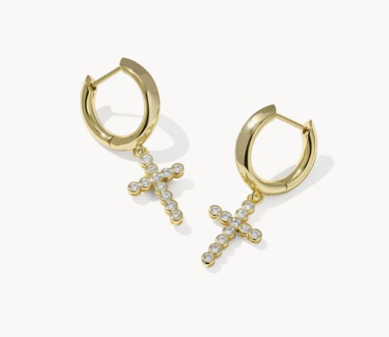 Cross Crystal Huggie Earrings