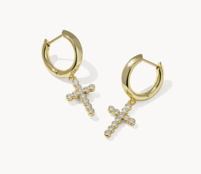 Cross Crystal Huggie Earrings