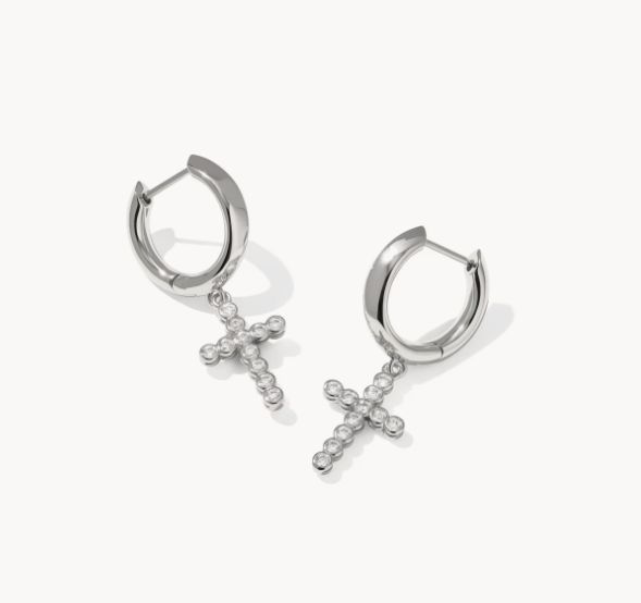 Cross Crystal Huggie Earrings