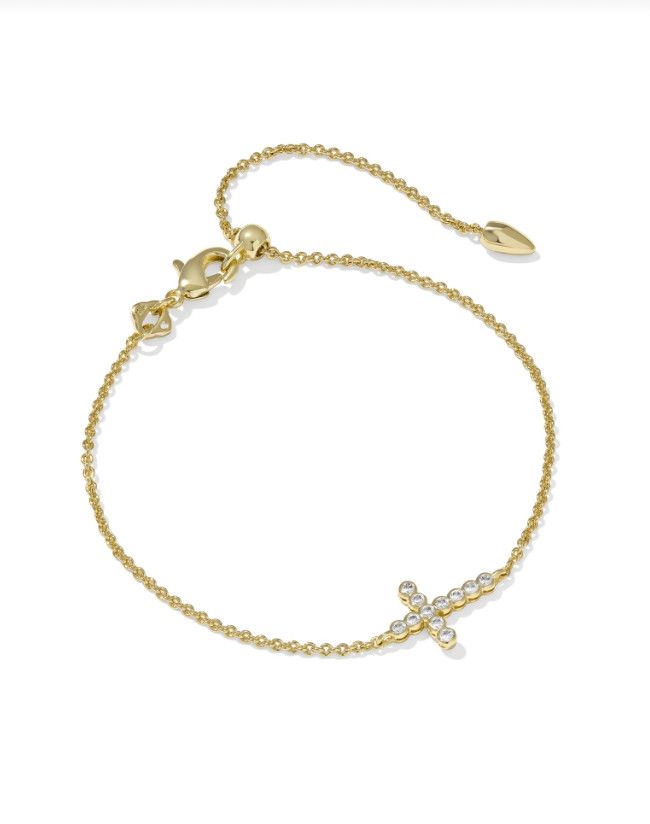 Cross Crystal Delicate Bracelet, Color: Gold