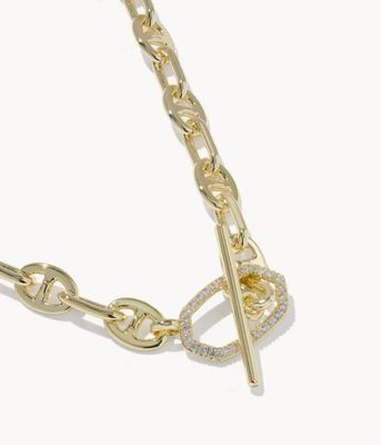 The Elisa Toggle Link Chain Necklace White Crystal