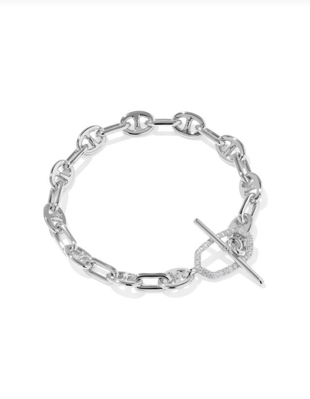 The Elaina Toggle Link Chain Bracelet, Color: Silver