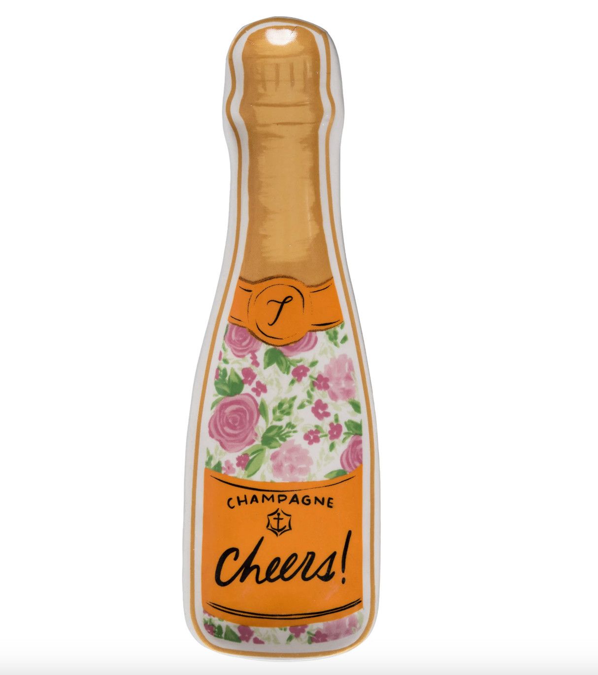 Champagne Bottle Ceramic Trinket Dish