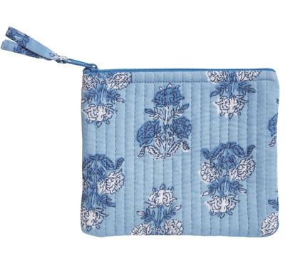 Small Quilted Zipper Bag | Cornflower Blue