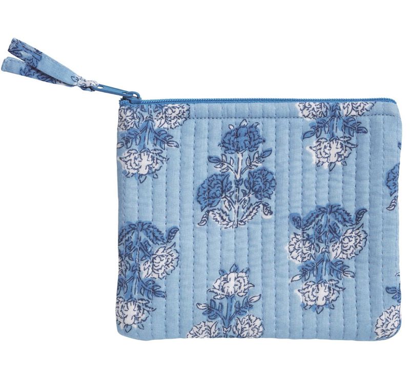 Small Quilted Zipper Bag | Cornflower Blue