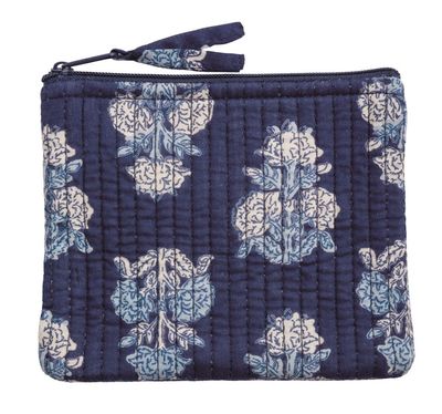 Small Quilted Zipper Bag | Cornflower Navy