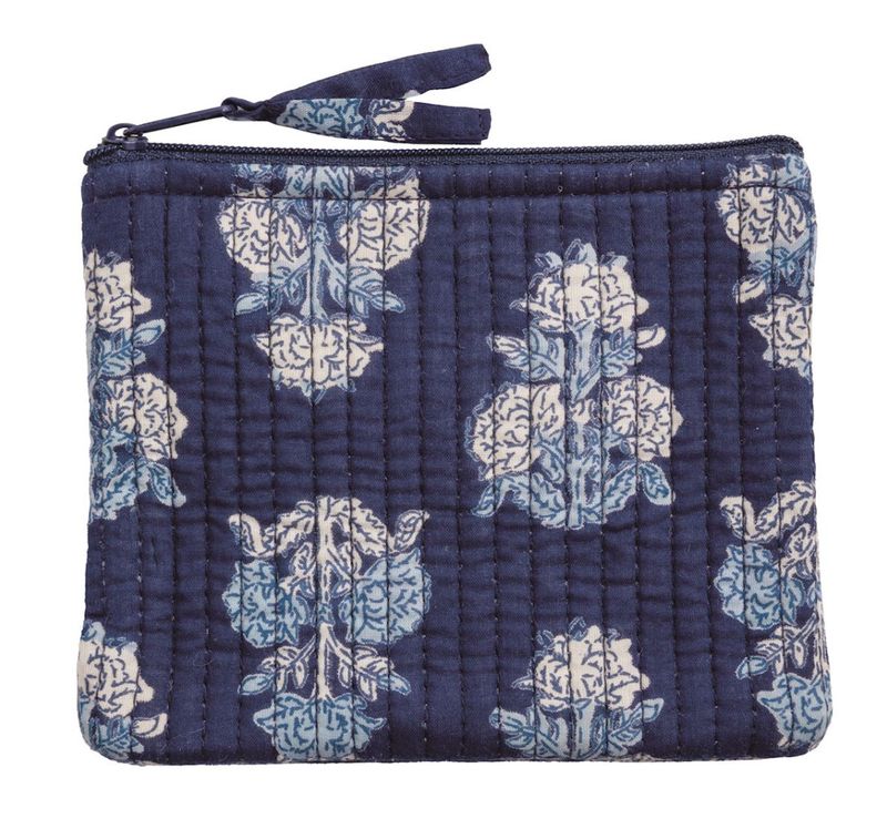Small Quilted Zipper Bag | Cornflower Navy