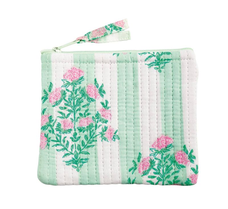 Small Quilted Zipper Bag | Dahlia Green