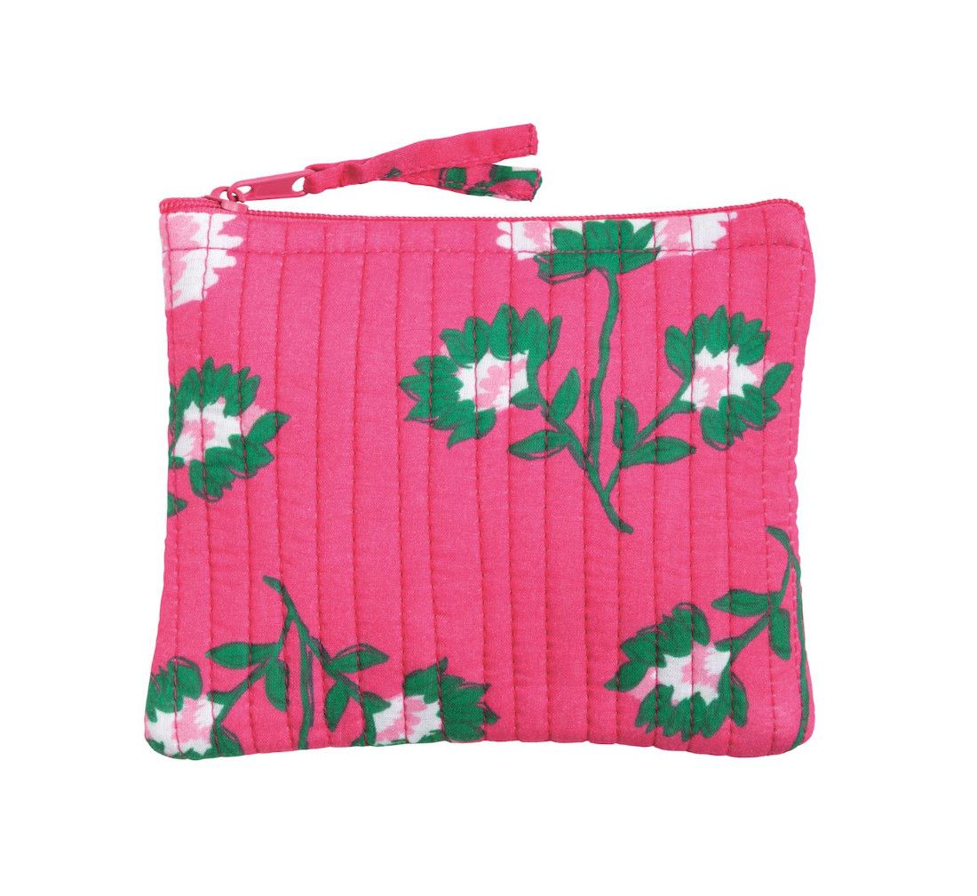Small Quilted Zipper Bag | Peony Pink