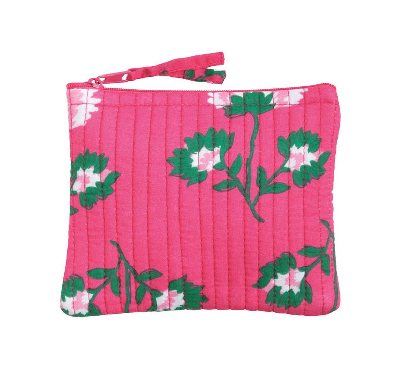 Small Quilted Zipper Bag | Peony Pink