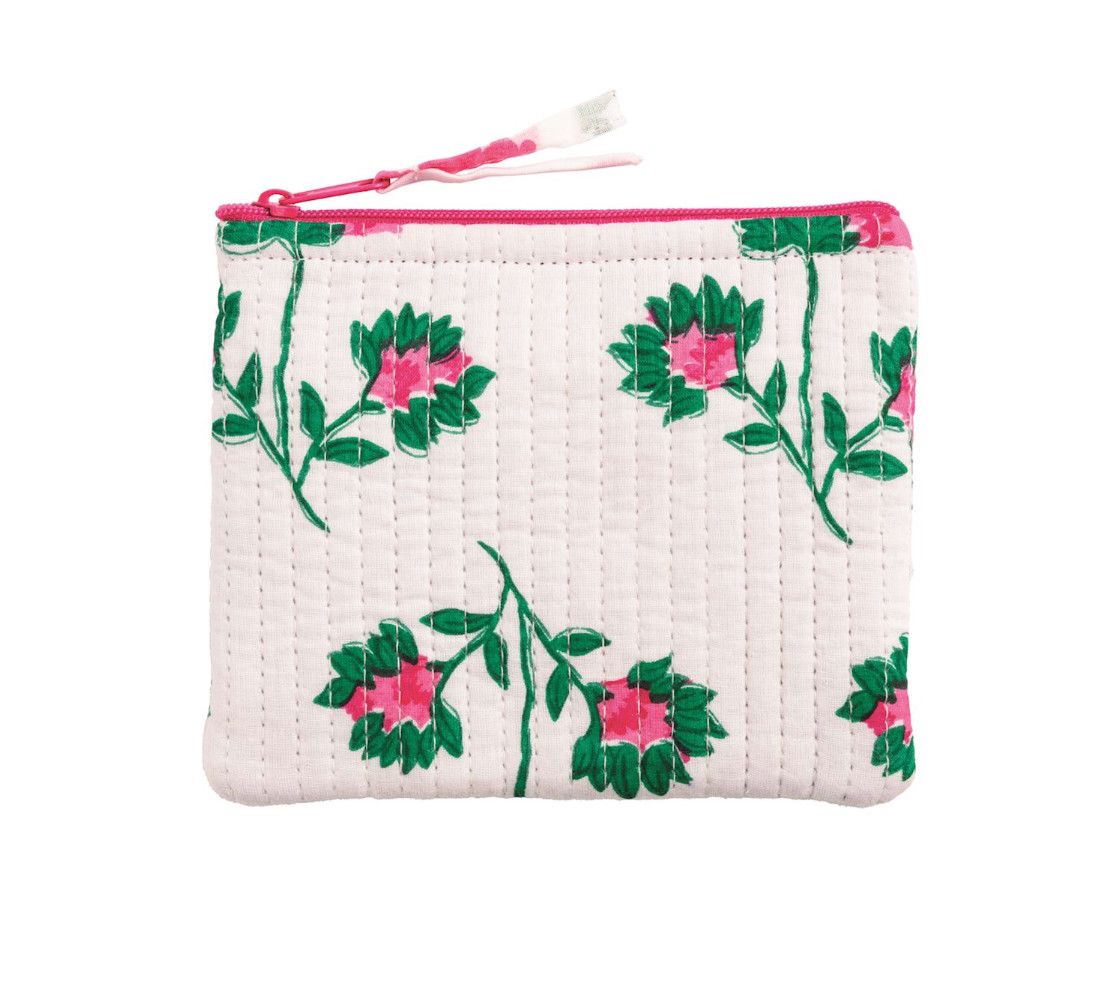 Small Quilted Zipper Bag | Peony White