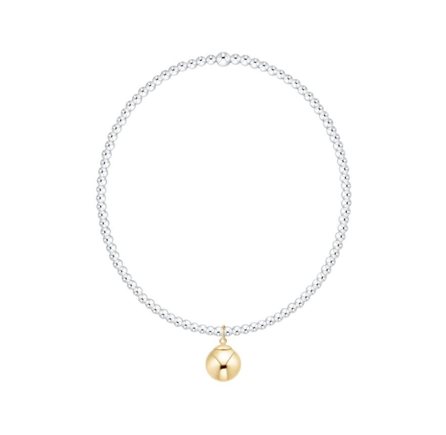 Classic Mixed Metal 2mm Bracelet Classic Gold 8mm Charm