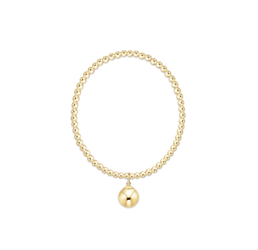 Classic Gold 3mm Bracelet Classic Gold 10mm Charm