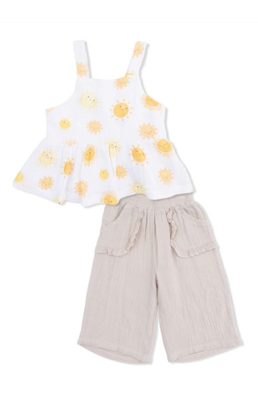 Angel Dear Happy Suns Peplum Tank + Pant Set