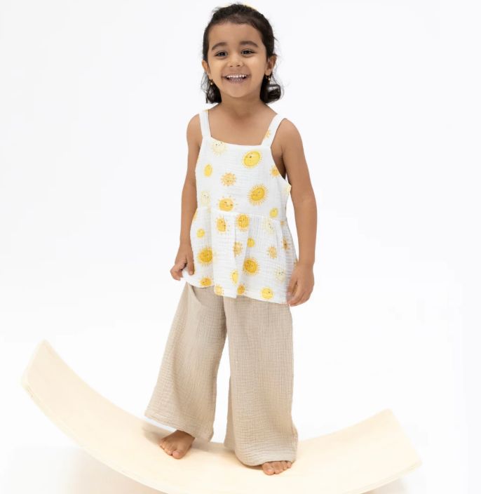 Angel Dear Happy Suns Peplum Tank + Pant Set