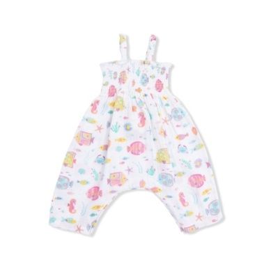 Angel Dear Sunny Coral Smocked Romper
