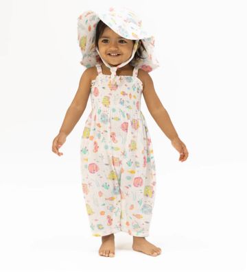 Angel Dear Sunny Coral Smocked Romper