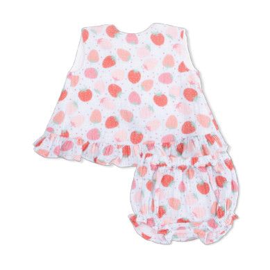 Angel Dear Strawberry Bliss Ruffled Top + Bloomer Set, Size: 3-6 mo