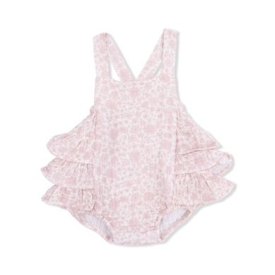Angel Dear Harper Floral Ruffe Sunsuit, Size: 6-12 mo