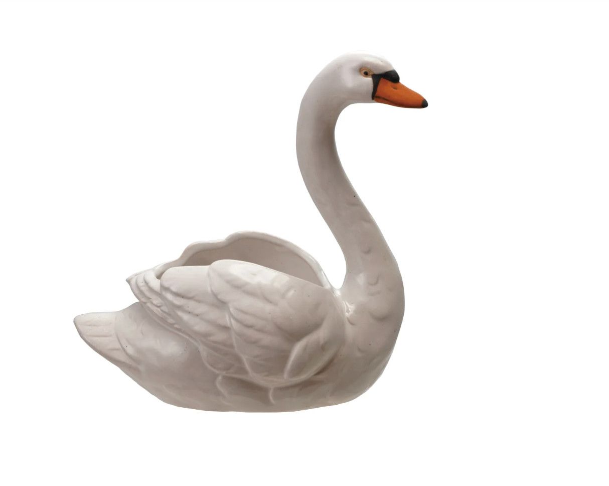 Stoneware Swan Planter