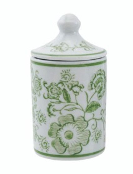 Green Chinoserie Floral Bloom Spice Jar