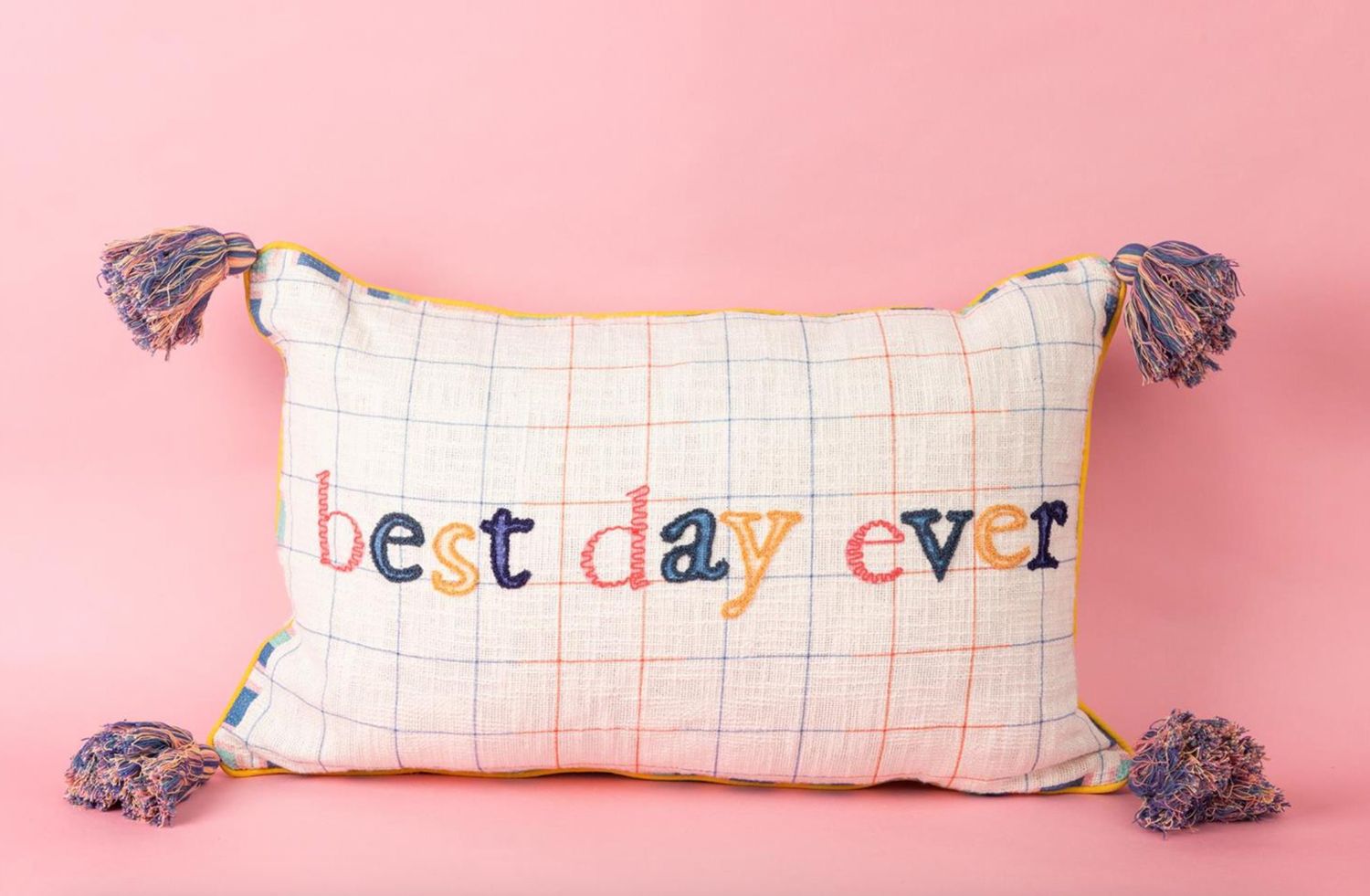Best Day Ever Tasseled Reversible Lumbar Pillow