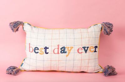 Best Day Ever Tasseled Reversible Lumbar Pillow