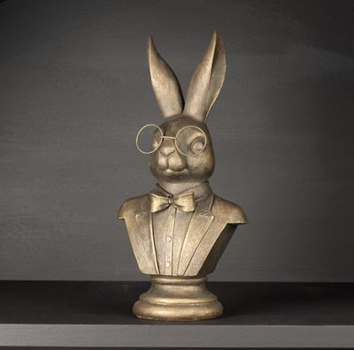 Bespectacled Rabbit Bust Figurine