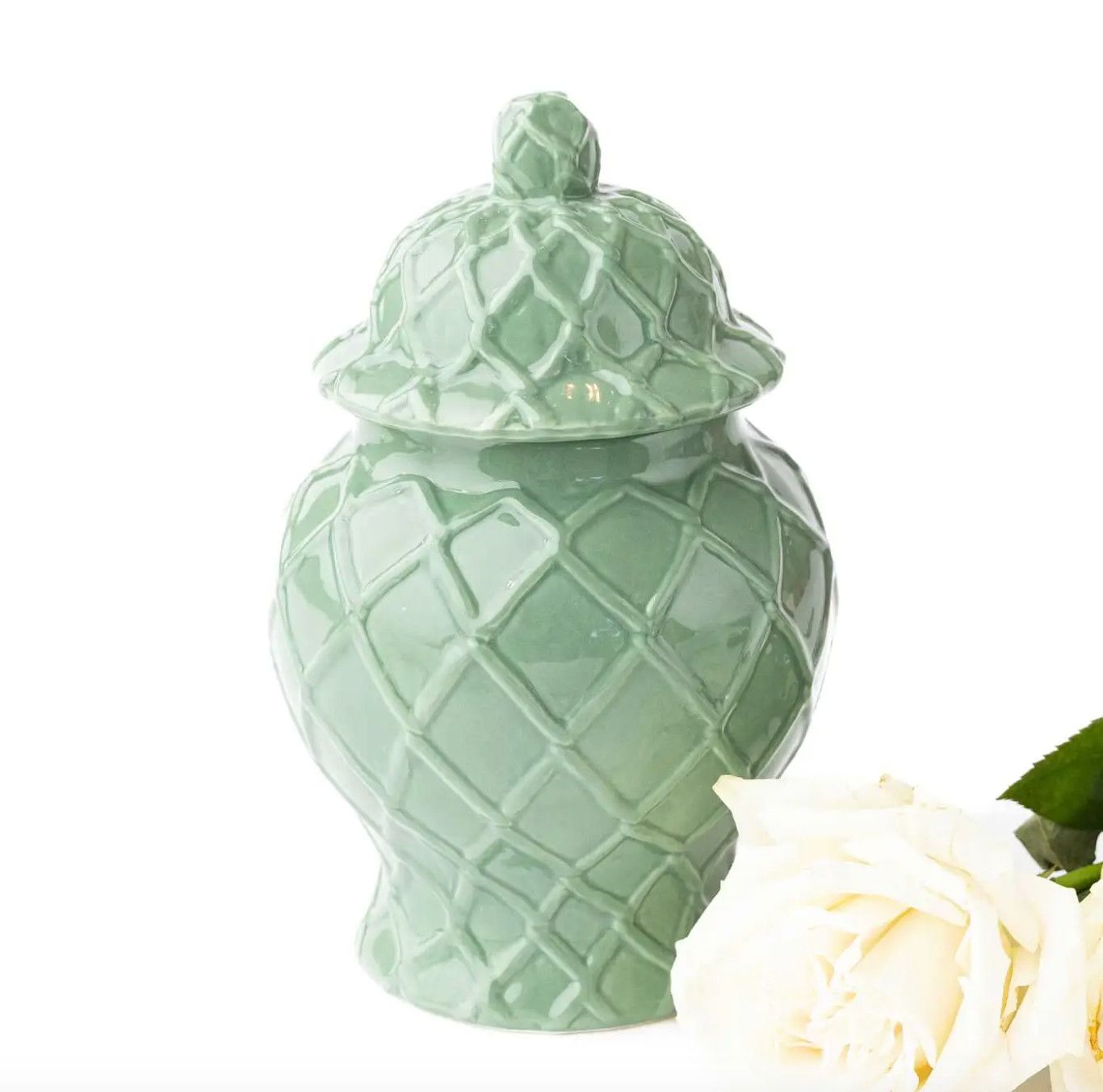 Green Textured Ginger Jar | Small