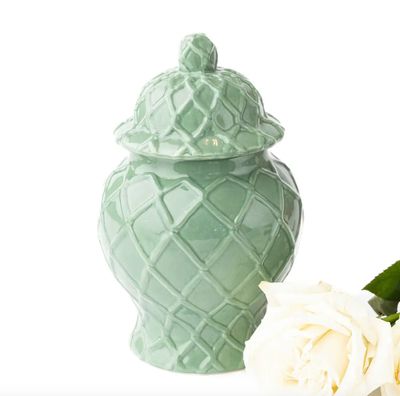 Green Textured Ginger Jar | Small