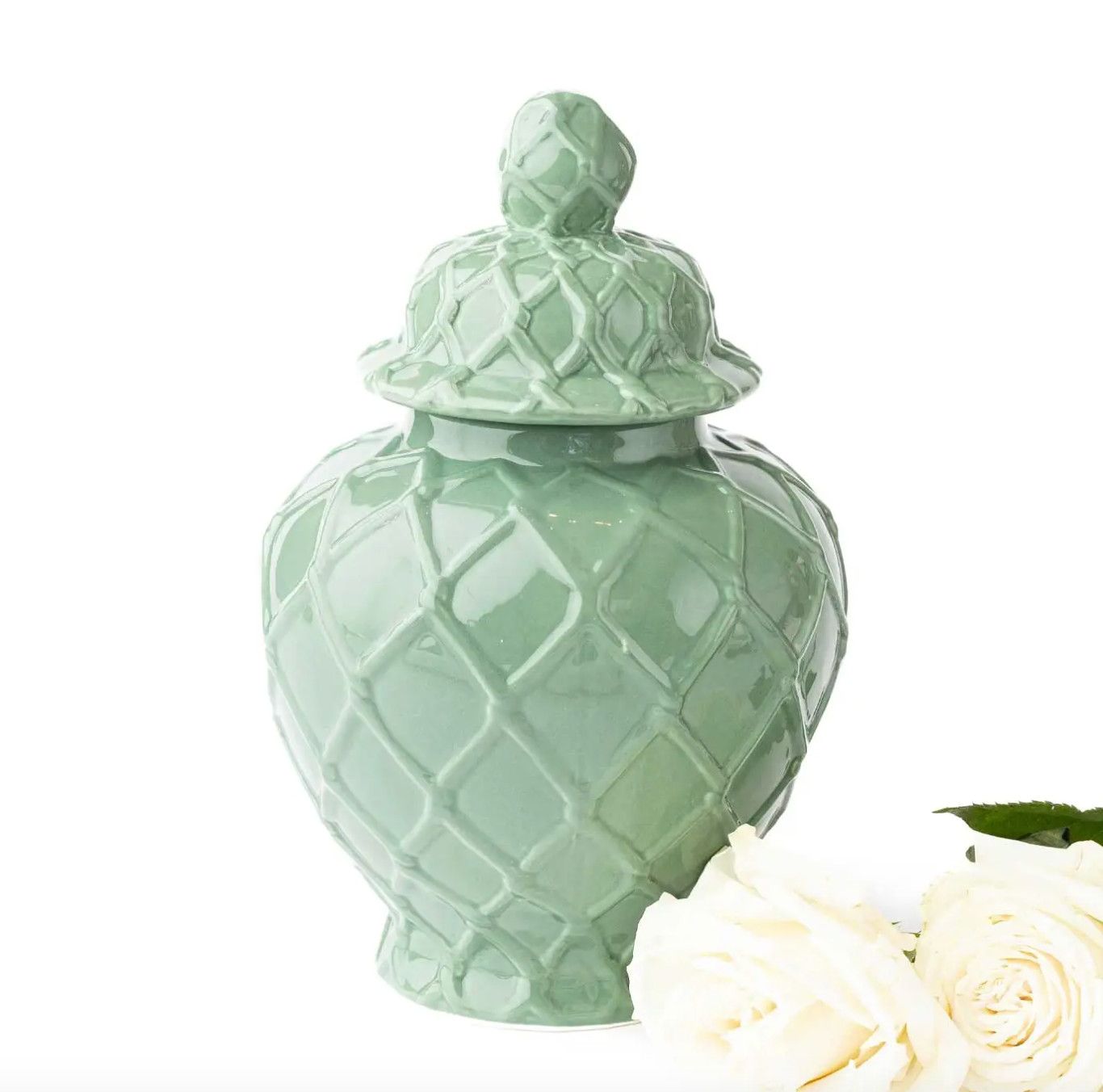Green Textured Ginger Jar | Large