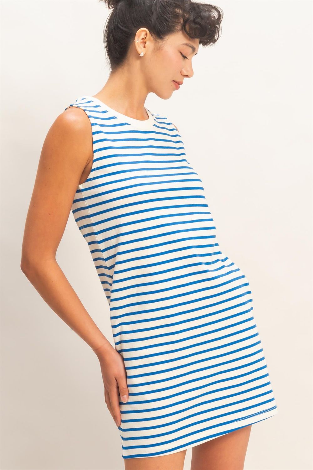 The Ruby Striped Mini Dress, Color: Blue, Size: S